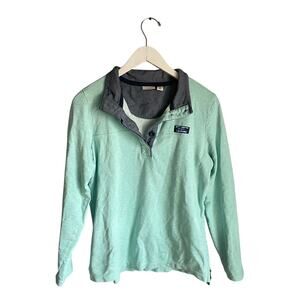 L.L.Bean Mint Green Quarter Zip (Buttons) Pullover Collared Nautical Preppy M